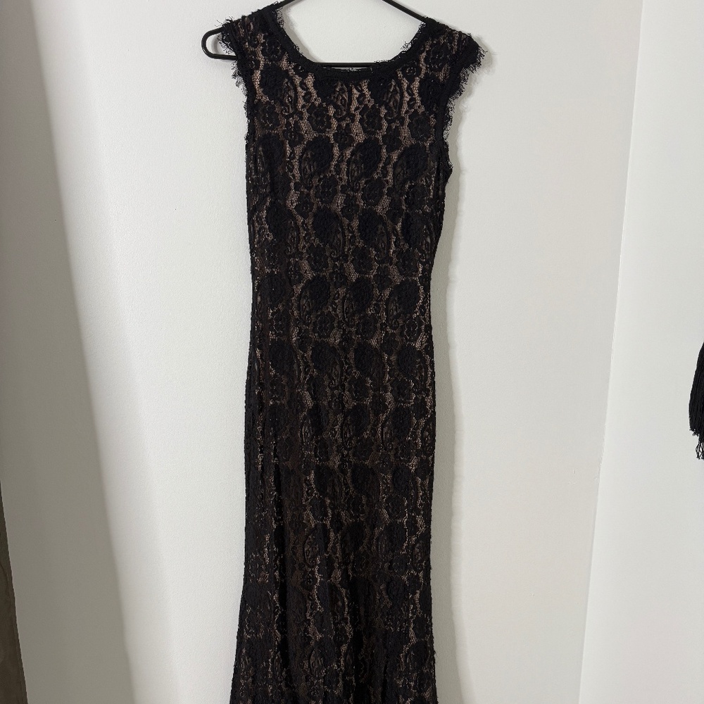 Black/Nude Lace Formal Gown